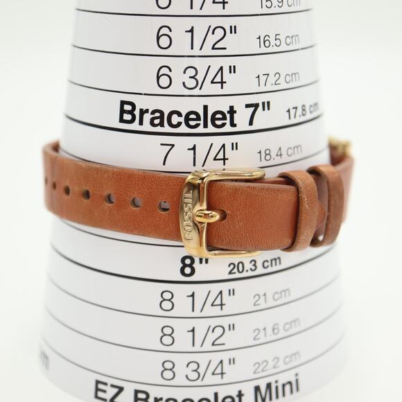 Fossil Cecile Womens Gold Tone Calendar 40mm Watch Brown Leather w New Battery - Picture 4 of 14